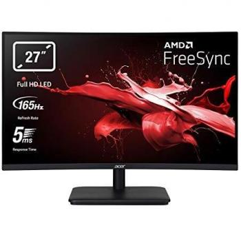 Acer ED270RPbiipx Monitor Gaming Curvo FreeSync, 27, Display VA Full HD, 165 Hz, 5 ms, 16:9, HDMI 1.4, DP, Schermo PC con Contrasto 100M:1, Lum 250 cd/m2, ZeroFrame, Audio Out, Cavi HDMI, DP Inclusi