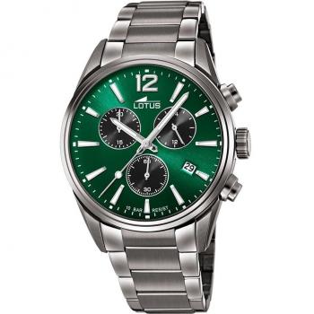 Reloj De Hombre Lotus Chrono Con Esfera Verde 18682/4