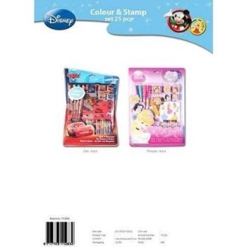 Lote de ceras de colores y tampones con diseño de Cars o Princesas Disney