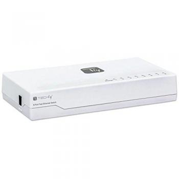 Techly 020522 Switch Hub 10/100 Mbps Fast Ethernet 8 Ports Bianco