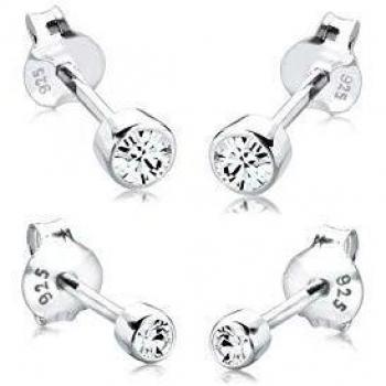 Elli Pendientes de botón con cristal en plata de ley 925