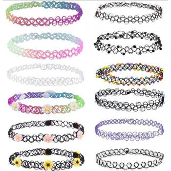 Gargantilla Vintage elástica 12 Uds. para mujer