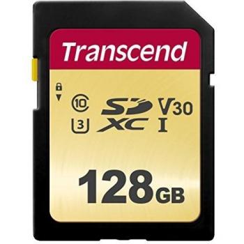 Transcend TS128GSDC500S Scheda di Memoria SDXC da 128 GB, Imballaggio Standard, 500S, Per Videocamere
