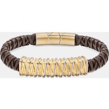 Pulsera Police PEJGB2112301 hombre Barbedwire acero inoxidable dorado marrón