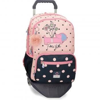 Mochila Enso Friends Together doble compartimento con carro rosa