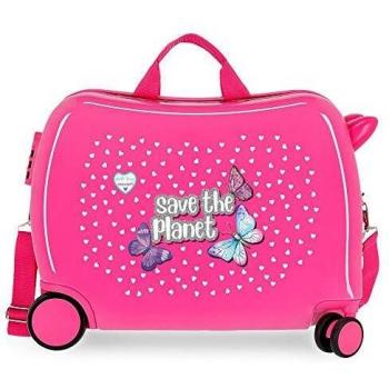 Enso Save The Planet Maleta Infantil Rosa 50x38x20 cms Rígida ABS Cierre combinación 34L 2,1Kgs 4 Ruedas Equipaje de Mano