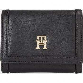 Cartera mediana Tommy Hilfiger negra con logotipo dorado