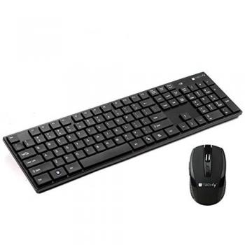 Techly Kit Tastiera Standard e Mouse Wireless 2.4GHz Nero Nero