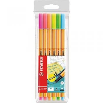 Rotulador Stabilo Point 88 Pack 6 Colores surtidos Neon