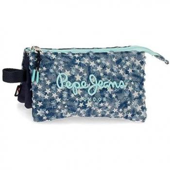 Pepe Jeans Denim Star Estuche Triple Azul 22x12x5 cms Poliéster