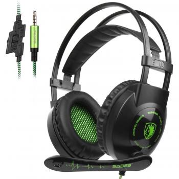 Sades SA801 3.5 mm Headband Gaming Headset con Microfono, Controllo del Volume e Isolamento Acustico