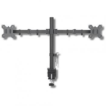 Supporto da scrivania per due monitor affiancati da 13 a 27 pollici, con morsetto grigio scuro