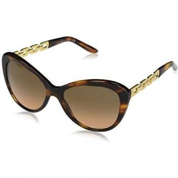 Ralph Lauren Gafas de sol Rl8184 Butterfly para mujer, Brillante Rayas Havana/Gris/Naranja Degradado