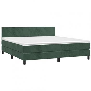 VidaXL Boxspringbett Dunkelgrün 180x200 cm mit Matratze & LED