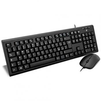 V7 USB Keyboard and Mouse Set with USB Cable and PS2 Adapter
