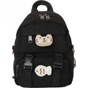 Mini mochila Kawaii negra para mujer