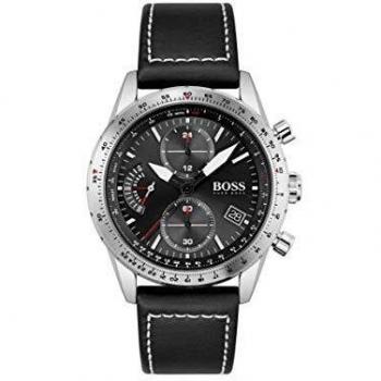 Reloj deportivo de hombre HUGO BOSS con cronógrafo de cuarzo y correa de piel negra
