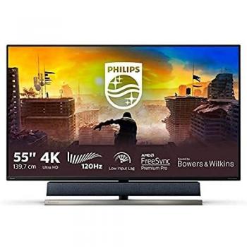 Philips 558M1RY 55 Gaming Console Monitor, Freesync 120 Hz, Audio Bowers & Wilkins, 4K, HDR 1000 Certificato, Ambiglow, Low Input Lag, Multiview, Display Port, 3 HDMI, Hub USB, Telecomando, VESA
