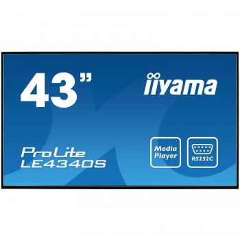 Iiyama ProLite LE4340S-B1 Display LED Full HD 43 con Pannello AMVA, Mediaplayer USB, VGA, DVI, HDMI e Contrasto 3000:1
