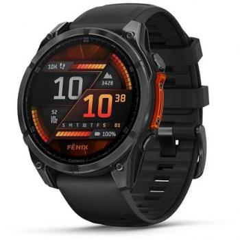 Garmin Fenix 8 47 mm Acero Negro con correa de Silicona Negra