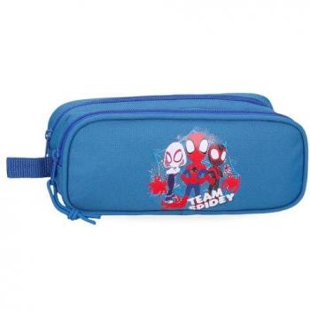 Estuche escolar de Spider-Man con dos compartimentos en poliéster azul
