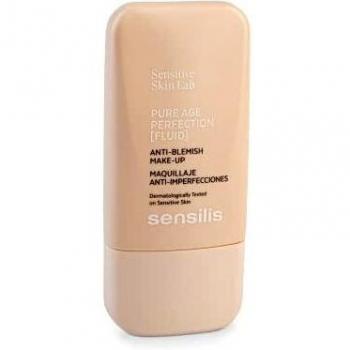 Sensilis Pure Age Perfection Maquillaje 8 Horas de Duración, Tratamiento Antiimperfecciones, Para Pieles Grasas y Con Acné, Tono 02 Sand