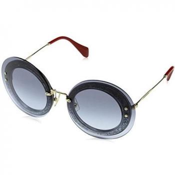 Miu Miu 0MU10RS UES4R2, Gafas de Sol para Mujer, Gris (Transp Grey/Fabric Sil/Blue), 64