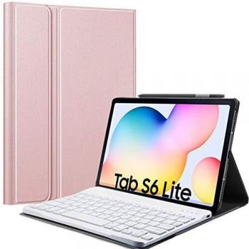 Lachesis Custodia Tastiera Galaxy Tab S6 Lite, Custodia in Pelle con Tastiera Bluetooth Magnetica Staccabile Layout Italiano per Samsung Tab S6 Lite 10.4(SM-P610/P615/P613/P619,2020/2022), Oro Rosa