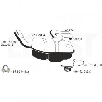 ERNST 250283 Sistema de escape traseiro