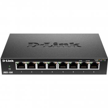 D-Link DGS-108 Switch Gigabit a 8 Porte con Struttura Metallica Nero