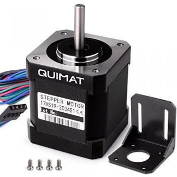 Quimat Nema 17 Stepper Motor Bipolar 2A 0.59Nm(84oz.in) 46mm Body 4-lead w/ 1m Cable & Connector and Mounting Bracket Kit for 3D Printer/CNC