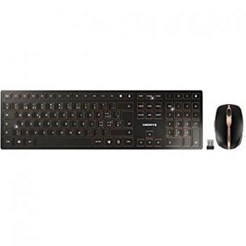 Cherry DW 9100 Slim tastiera e mouse ottico wireless 2.400 dpi 6 tasti ricaricabili layout svizzero nero bronzo