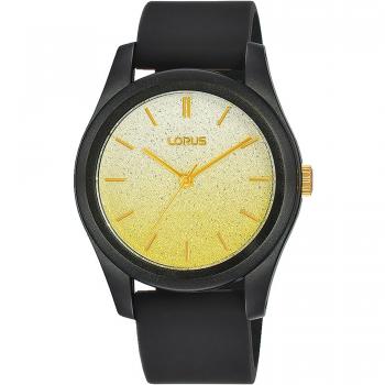 LORUS Lady RG269TX9: Reloj Pulsera con Dial Oro Amarillo y Correa Negra