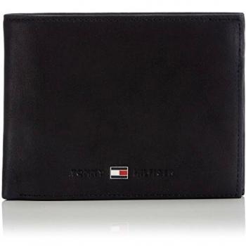 Tommy Hilfiger Billetera Hombre Johnson Cc Flap And Coin Pocket de Cuero, Negro (Black), Onesize
