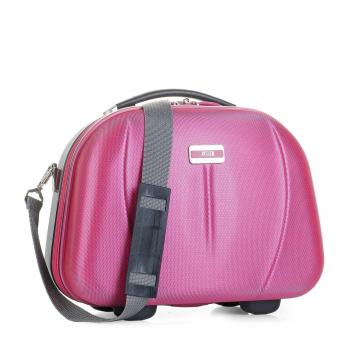 JASLEN Neceser Mujer Rígido de Viaje Grande y Ligero. Material ABS, Maleta de Aseo Resistente. Cinta Elástica para sugeción a Trolley. Separador Interior con Espejo 56525, Color Fucsia-Plata