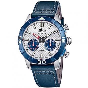 LOTUS Reloj Modelo 18811/1 de la colección Connected, Caja de 45 mm Plata con Correa de Piel Azul para Caballero