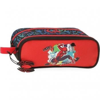Estuche Spiderman urbano rojo de dos compartimentos