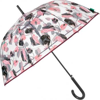 Paraguas Perletti Rosa Transparente Microfibra Ø 89 cm Hojas
