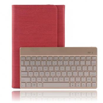 Protective Book-Style Case for Samsung Galaxy Tab A 10.1 (2016 versions, SM-T580/SM-T585), in synthetic leather, ultra-thin, with automatic sleep/wake function, integrated stand, detachable backlit aluminum Bluetooth keyboard