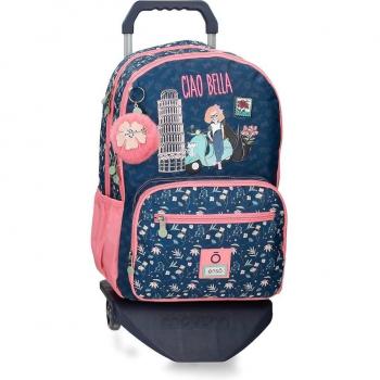 Mochila Enso Ciao Bella doble compartimento con carro marino