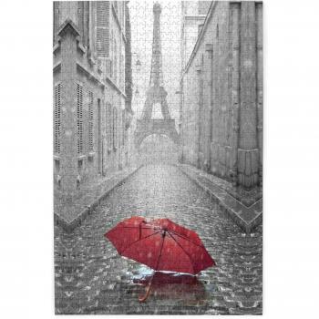 Torre París Paragua Rojo 1000/500/300 Puzzle de Madera en Caja