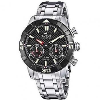 LOTUS Reloj Modelo 18810/2 de la colección Connected, Caja de 45 mm Negro con Correa de Acero para Caballero