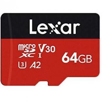 Lexar Micro SD 64 GB, Scheda Micro SD fino a 160/60 MB/s(R/W), Scheda di Memoria microSDXC con Adattatore SD, A2, U3, C10, V30, Micro SD Card