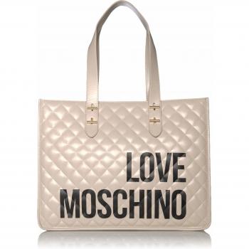 Bolso tipo tote Love Moschino Borsa Quilted Nappa PU, Marfil