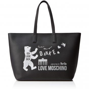Bolso Love Moschino PU Tipo Tote para Mujer, Negro