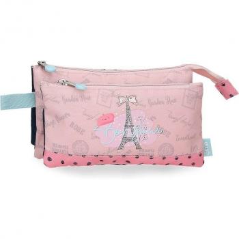 Estuche Enso Bonjour Tres Compartimentos Rosa