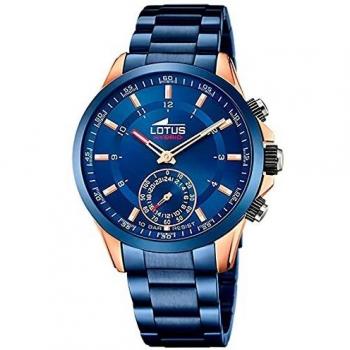 Lotus Reloj Modelo 18809/1 de la colección Connected, Caja de 43 mm Correa de Acero Azul para Caballero