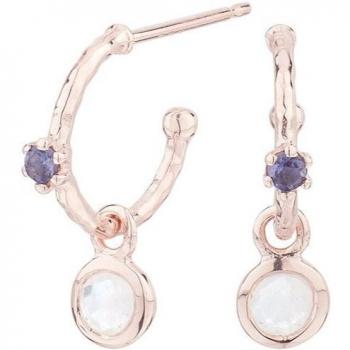 Pendientes Aro Luna Oro Rosa con Iolita