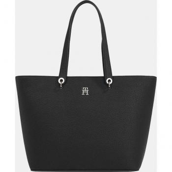 Bolso Tote Grande Tommy Hilfiger Negro con Logo TH