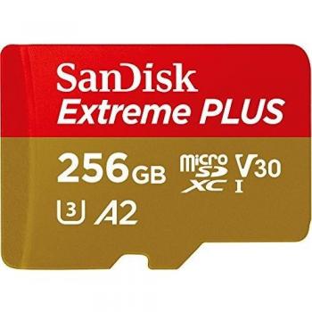 SanDisk Extreme Plus microSDXC Card da 256 GB con App Performance A2 e Rescue Pro Deluxe, fino a 170 MB/sec, Classe 10, UHS-I, U3, V30 e Adattatore SD